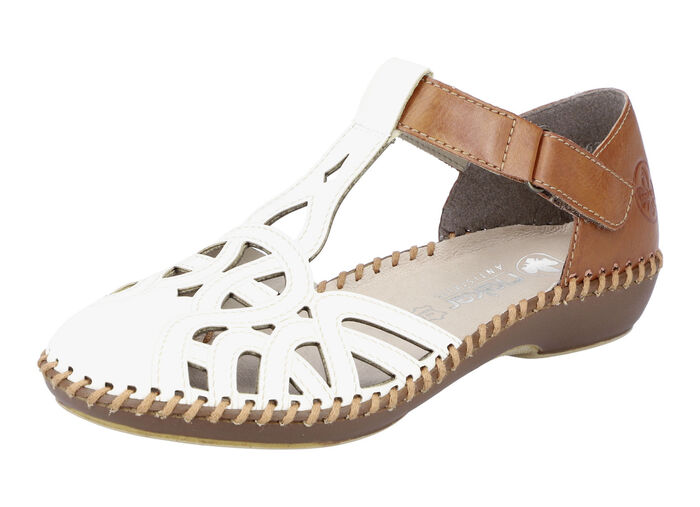 Rieker sandaal met klittenbandsluiting CREME-COGNAC